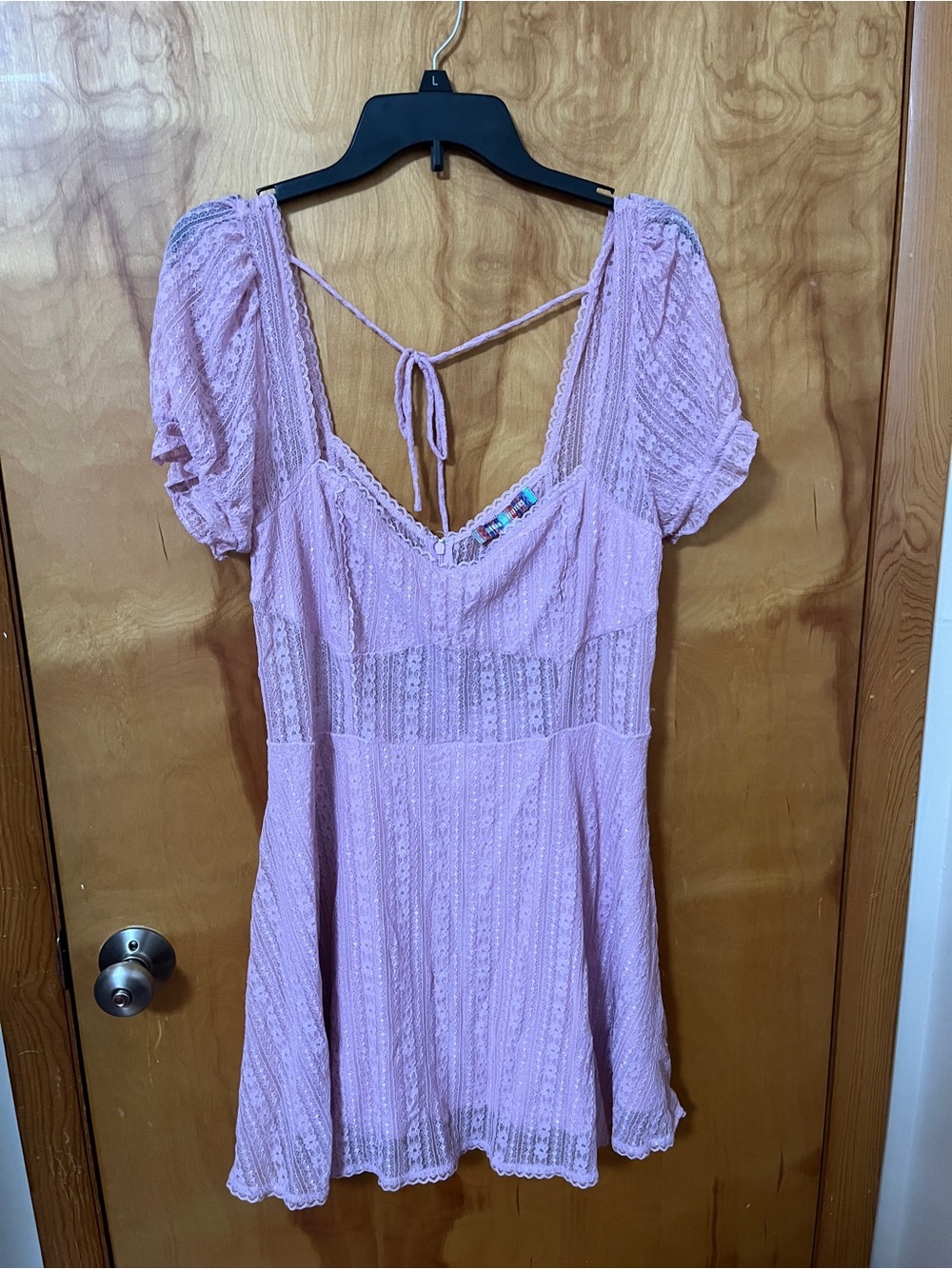 urban outfitters baby pink lace mini dress